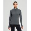imagebaleaf Womens 14 Zip Fleece Pullover Thermal Long Sleeve Shirts Ski Base Layer Top Thumbholes Winter Cold WeatherLight Grey