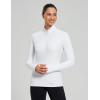 imagebaleaf Womens 14 Zip Fleece Pullover Thermal Long Sleeve Shirts Ski Base Layer Top Thumbholes Winter Cold WeatherWhite