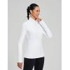 imagebaleaf Womens 14 Zip Fleece Pullover Thermal Long Sleeve Shirts Ski Base Layer Top Thumbholes Winter Cold WeatherWhite