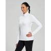 imagebaleaf Womens 14 Zip Fleece Pullover Thermal Long Sleeve Shirts Ski Base Layer Top Thumbholes Winter Cold WeatherWhite