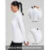 imagebaleaf Womens 14 Zip Fleece Pullover Thermal Long Sleeve Shirts Ski Base Layer Top Thumbholes Winter Cold WeatherWhite