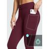 imagebaleaf Womens Fleece Lined High Waisted Leggings Water Resistant Thermal Warm Winter Tights Ski Hiking Pants with PocketsWine Red