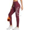 imagebaleaf Womens Fleece Lined Leggings Water Resistant Thermal Winter Warm Tights High Waisted with Pockets Running GearRed Wineone Pocket27