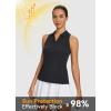 imagebaleaf Womens Golf Shirt Sleeveless Tennis Tank Tops VNeck Racerback Polo Collar UPFBlack