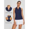 imagebaleaf Womens Golf Shirt Sleeveless Tennis Tank Tops VNeck Racerback Polo Collar UPFBlue