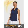 imagebaleaf Womens Golf Shirt Sleeveless Tennis Tank Tops VNeck Racerback Polo Collar UPFBlue