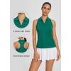 imagebaleaf Womens Golf Shirt Sleeveless Tennis Tank Tops VNeck Racerback Polo Collar UPFGreen