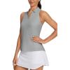 imagebaleaf Womens Golf Shirt Sleeveless Tennis Tank Tops VNeck Racerback Polo Collar UPFGrey