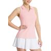 imagebaleaf Womens Golf Shirt Sleeveless Tennis Tank Tops VNeck Racerback Polo Collar UPFPink