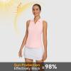 imagebaleaf Womens Golf Shirt Sleeveless Tennis Tank Tops VNeck Racerback Polo Collar UPFPink