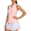 imagebaleaf Womens Golf Shirt Sleeveless Tennis Tank Tops VNeck Racerback Polo Collar UPFPink