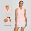 imagebaleaf Womens Golf Shirt Sleeveless Tennis Tank Tops VNeck Racerback Polo Collar UPFPink