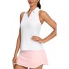 imagebaleaf Womens Golf Shirt Sleeveless Tennis Tank Tops VNeck Racerback Polo Collar UPFWhite