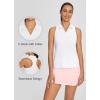 imagebaleaf Womens Golf Shirt Sleeveless Tennis Tank Tops VNeck Racerback Polo Collar UPFWhite