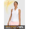 imagebaleaf Womens Golf Shirt Sleeveless Tennis Tank Tops VNeck Racerback Polo Collar UPFWhite