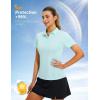 imagebaleaf Womens Golf Shirts Polo Collared V Neck Shorts Sleeve Tennis Shirt Lightweight Quick Dry UPF504 Buttonslight Blue
