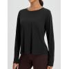 imagebaleaf Womens Long Sleeve Workout Tops Athletic Shirts Split Back Running Gym Quick Dry Sun Protection UPF 50Black