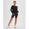 imagebaleaf Womens Long Sleeve Workout Tops Athletic Shirts Split Back Running Gym Quick Dry Sun Protection UPF 50Black