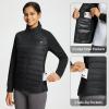 imagebaleaf Womens Running Jacket Winter Lightweight Water Resistant Puffer Coat Fall Cold Weather Hiking Zip PocketsBlack