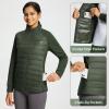 imagebaleaf Womens Running Jacket Winter Lightweight Water Resistant Puffer Coat Fall Cold Weather Hiking Zip PocketsDark Army Green