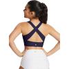 imagebaleaf Womens Swim Bra Modest High Neck Bikini Tops Quick Dry UPF 50Bathing Suit Sports Workout Removable PaddedDark Blue