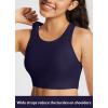 imagebaleaf Womens Swim Bra Modest High Neck Bikini Tops Quick Dry UPF 50Bathing Suit Sports Workout Removable PaddedDark Blue