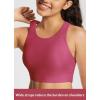 imagebaleaf Womens Swim Bra Modest High Neck Bikini Tops Quick Dry UPF 50Bathing Suit Sports Workout Removable PaddedRose Red