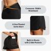imagebaleaf Womens Swim Skirt Bottoms High Waisted Pleated Skorts Boxer Liner with Pockets SwimsuitsBlack