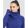imagebaleaf Womens Thermal Long Sleeve Shirts Fleece Turtleneck Top Warm Undershirts with Detachable Neck Gaiter ThumbholesBlue