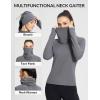 imagebaleaf Womens Thermal Long Sleeve Shirts Fleece Turtleneck Top Warm Undershirts with Detachable Neck Gaiter ThumbholesLight Grey