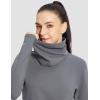 imagebaleaf Womens Thermal Long Sleeve Shirts Fleece Turtleneck Top Warm Undershirts with Detachable Neck Gaiter ThumbholesLight Grey