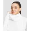 imagebaleaf Womens Thermal Long Sleeve Shirts Fleece Turtleneck Top Warm Undershirts with Detachable Neck Gaiter ThumbholesWhite
