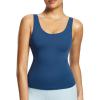 imagebaleaf Freeleaf Womens Longline Sports Bra Molded Cup Workout Tank Yoga Tops Built in Bra Athletic CamisoleGibraltar Sea
