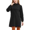 imagebaleaf Girls Fleece Dress Thermal Pullover Long Polar Tunic Sweatshirt Quarter Zip Winter Outfits PocketBlack