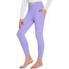 imagebaleaf Girls Fleece Lined Leggings Athletic Yoga Pants Thermal Dance Tights Pockets Winter RunningPurple