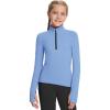 imagebaleaf Girls Fleece Long Sleeve Shirts Fall Jacket Half Zip Sweatshirts Horse Riding Camping Thermal Coat KidsAblue