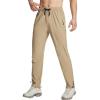 imagebaleaf Mens Hiking Pants Lightweight Quick Dry Water Resistant Elastic Waist Cargo Pants with Zip Pockets for OutdoorShroom Taupe