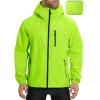 imagebaleaf Mens Rain Jacket Waterproof Running Cycling Windbreaker Golf Hiking Gear Hood Raincoat Packable ReflectiveFluorescent Green
