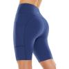 imagebaleaf Sweatleaf Womens Light Compression Biker Shorts 8quot High Waisted Yoga Gym Spandex Shorts Side PocketsBlue