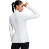 imagebaleaf Womens 14 Zip Fleece Pullover Thermal Long Sleeve Shirts Ski Base Layer Top Thumbholes Winter Cold WeatherWhite