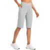 imagebaleaf Womens Bermuda Long Shorts 14quot Knee Length Capris High Waisted Athletic Shorts with Pockets Summer Stretch LooseLight Grey