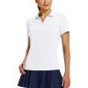 imagebaleaf Womens Golf Shirts Polo Collared V Neck Shorts Sleeve Tennis Shirt Lightweight Quick Dry UPF50V Neckwhite