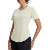 imagebaleaf Womens Short Sleeve Shirts UPF 50 Sun Shirt V Neck UV Workout Moisture Wicking Quick Dry TShirtsLight Brown