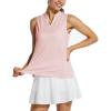 imagebaleaf Womens Sleeveless Golf Tennis Shirts Lightweight Quick Dry VNeck TankPink