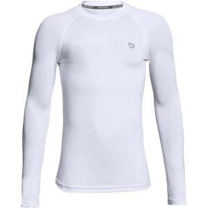 imagebaleaf Boys Compression Shirt Long Sleeve Youth Undershirts Kids Football Baseball Baselayer Cold Gear Quick DryWhite