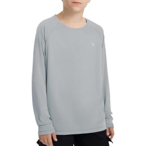 imagebaleaf Boys Sun Shirts UPF 50 Rash Guard UV Protection Swim Tops Quick Dry Lightweight Long Sleeve ClothingLight Gray