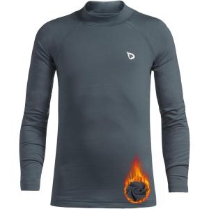 imagebaleaf Boys Thermal Compression Shirts Youth Long Sleeve Fleece Base Layer Soccer Football Cold GearGrayfleece Lined