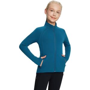 imagebaleaf Fleece Girls Jacket Zip Up Fall Jackets Kids Equestrian Riding Shirts Thermal Athletic Sweatshirts WarmBlue