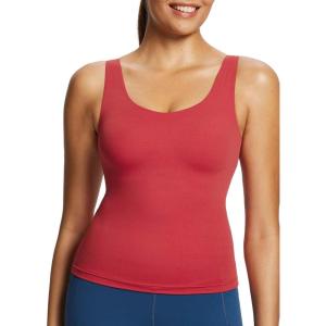 imagebaleaf Freeleaf Womens Longline Sports Bra Molded Cup Workout Tank Yoga Tops Built in Bra Athletic CamisoleLava Falls