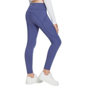 imagebaleaf Girls Fleece Lined Leggings Athletic Yoga Pants Thermal Dance Tights Pockets Winter RunningBlue